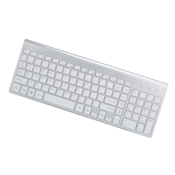 UsilkU 2.4G Wireless Keyboard and Optical Mouse Combo, Full-Size Compact Desktop Cordless Set with USB Receiver, 102 Keys, Adjustable DPI, Silver (17.72 inches / 45 cm), For Windows Mac PC Laptop