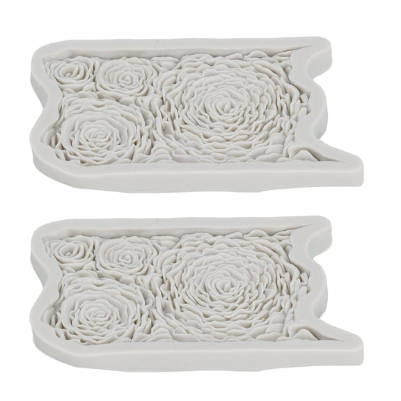 UsilkU 2 Pack Silicone Dies Rose Flower Pattern DIY Baking Template Tool for Chocolate Candy Cake Crafts, Multicolor, 6.69 inches / 17 cm