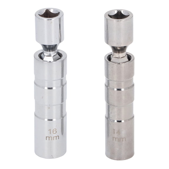 UsilkU 2 Pcs Spark Plug Socket 14mm 16mm 3/8 Inch Drive 12 Point Magnetic Swivel Set for Car Repair