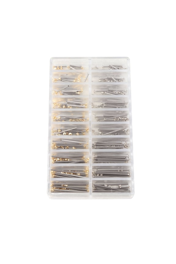 200pcs Watch Screw Tube Stainless Steel 10 Size 1.3mm Width Watch Strap Connection Rod Screw Link Pin Set Gold Silver (5.51 inches / 14 cm)