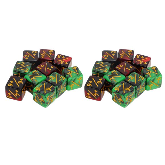 UsilkU 20PCS 16mm / 0.63 inches 2 Color Dice with Addition and Subtraction Numbers Plastic Six Sided Dice Set for Math Teaching
