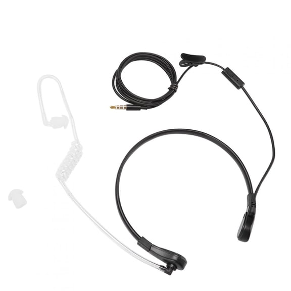 UsilkU 3.5mm Radiation Protection Throat Mic Microphone Earphone PTT Adjustable Concealed Air Conduit for Smartphone, Heavy Duty Black Earpiece, 14 inches / 35.5 cm Length