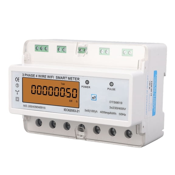 UsilkU 3 Phase WiFi Power Meter, Smart Energy Consumption Wattmeter, DIN Rail Mount, APP Remote Control, 3x230V 400VAC 100A