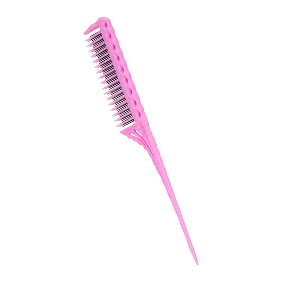 UsilkU 3-Row Teeth Teasing Comb Detangling Brush Rat Tail Comb for Adding Volume and Back Combing, Hairdressing Hair Tool, 8.7 Inches / 22 cm, Pink