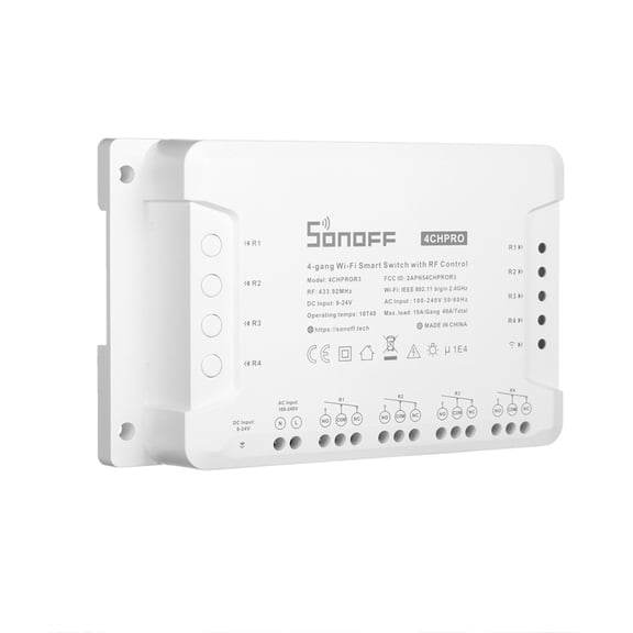 UsilkU 4-Channel Smart WiFi RF 433MHz Electrical Switch (5.71 inches / 14.5 cm) with App and Voice Control Compatible with Home Systems