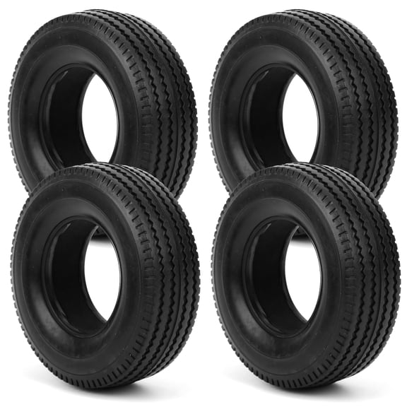 UsilkU 4Pcs RC Small Rubber Tyres Wheel Tires for Tamiya Tractor Trucks 1/14 Remote Control Car High-Grip Replacement Part, Black (3.3 inches / 85mm Diameter, 1.0 inches / 25mm Width)