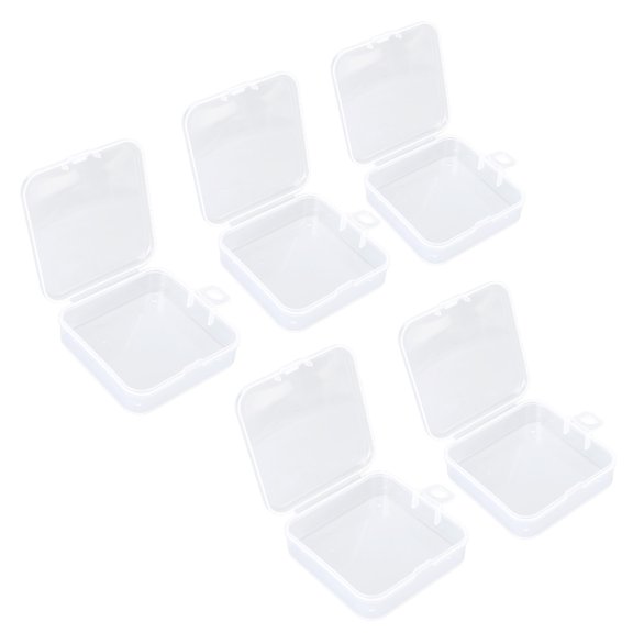 UsilkU 5Pcs Makeup Puff Box Transparent ABS Plastic Clear Square Jewellery Storage Case Organizer, 2.56 inches / 6.5 cm