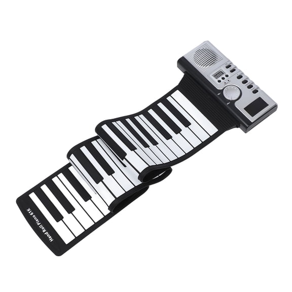 UsilkU 61 Key Roll Up Piano Keyboard Portable Silicone Electronic Piano Keyboard with Built in Speaker Hand Rolled Musical Instrument Gift for Kids Adults Beginners Black and White