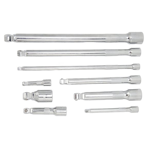 UsilkU 9-Piece Wobble Socket Extension Bar Set, 1/4-Inch, 3/8-Inch & 1/2-Inch Drive Extensions Combination Kit with Storage Tray Organizer for Hard-to-Reach Bolts (11.4 inches / 29.0 cm)