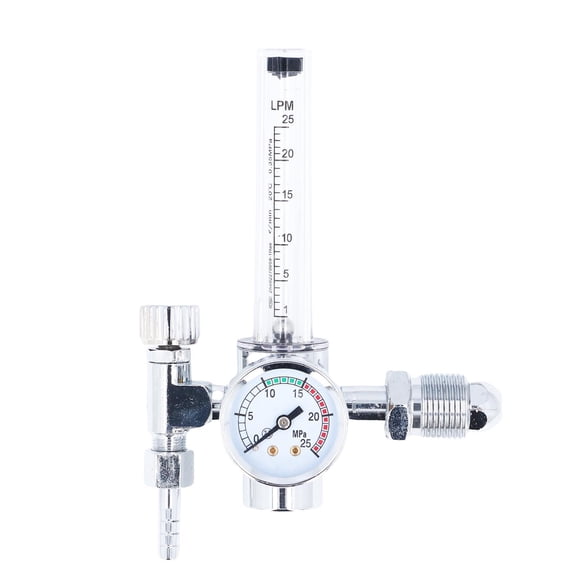UsilkU Argon Gas Regulator with Meter, Argon CO2 Pressure Reducer for Welding, Copper Material, G5/8 Male Thread, 0-25MPA Range, High Precision Flow Rate 0-25L/min, 6.69 inches / 17.00 cm