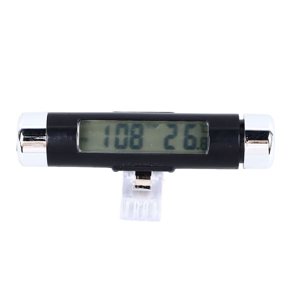 UsilkU Car Air Vent Clock, 2-in-1 Multifunctional Clip-On Digital Thermometer and Electronic Dashboard Clock with LED Backlight, Includes Built-in Battery and Mounting Clips, 4 inches / 10.1 cm