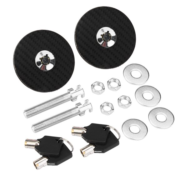 UsilkU Car Universal Carbon Fiber Style Engine Hood Cover Lock Key Pin Kit Quick Latch Release, High Strength Aluminum Alloy Racing Hood Pins, 5.12 inches / 13.0 cm