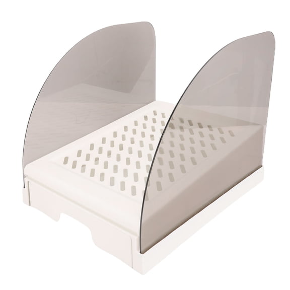 UsilkU Cat Litter Ramp with Drawer Baffles Adjustable Height Elevated Litter Box Step Stool Anti Tracking Easy To Clean White 11.8 x 9.4 in / 30 x 24 cm