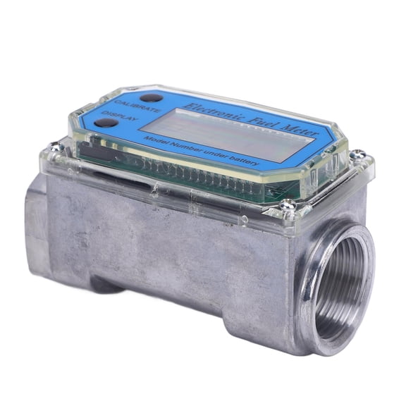 UsilkU Digital Turbine Fuel Flow Meter Metal Multifunctional Water Gas Oil Fuel Transfer Pump Meter 1.3 in / 32mm