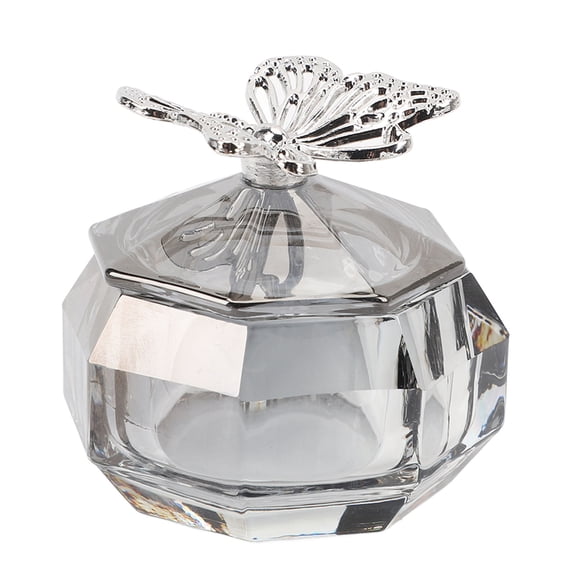 UsilkU Elegant Glass Dappen Dish Cup Clear Large Capacity Multifunctional Nail Art Dappen Dish Acrylic Liquid Powder Mixing Bowl with Exquisite Butterfly Alloy Lid (9x8x8 Inches / 22.8x20.3x20.3 CM)
