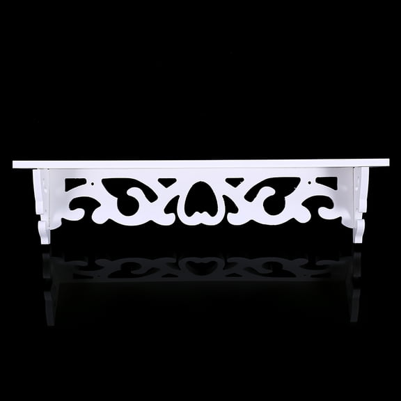 UsilkU Elegant White Carved Hollow Floating Wall Shelf Durable Wood Plastic Composite WPC Display Bookshelf Storage Hanging Rack for Living Room Bedding Room Home Decor, 19.3 inches / 49 cm