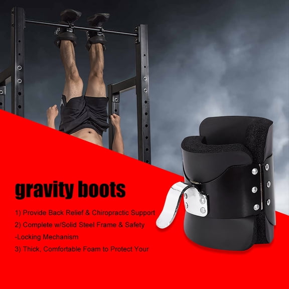 UsilkU Fitness Strength Training Gravity Inversion Boots for Back Relief, Black (5.7 x 7.1 in / 14.5 x 18 cm)