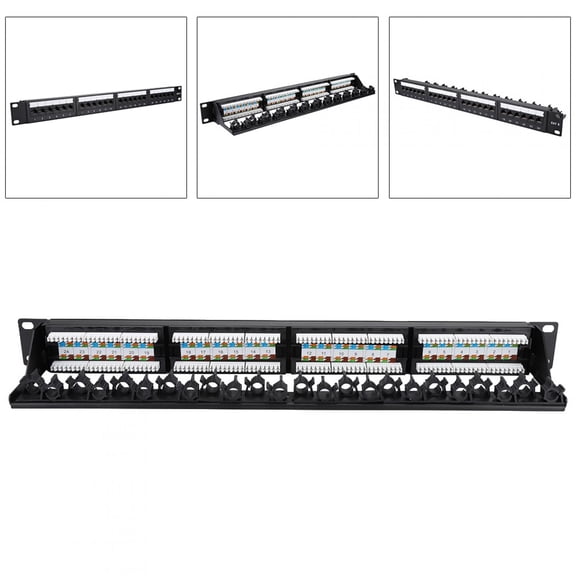 UsilkU Gold Plated 24 Port Mountable Data Patch Panel High Speed CAT6 Network Cable Rack, 19.06 inches / 48.4 cm