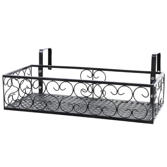 UsilkU Iron Balcony Hanging Flower Rack Pot Stand Plant Storage Railing Shelf Decoration, 19.7 inches / 50 cm[cite: 1]