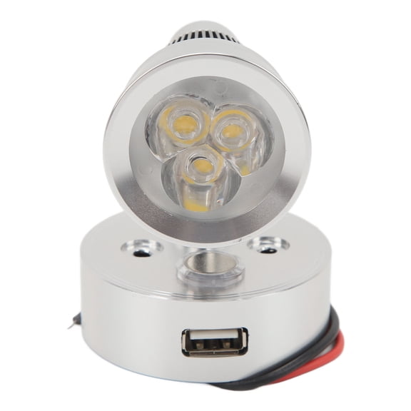 UsilkU LED RV Bedside Lamp with USB Charging Port Touch Switch Dimmable 12V 24V Reading Spotlight for Camper Van Trailer Boat Marine Yacht Silver 3W 300LM Warm White
