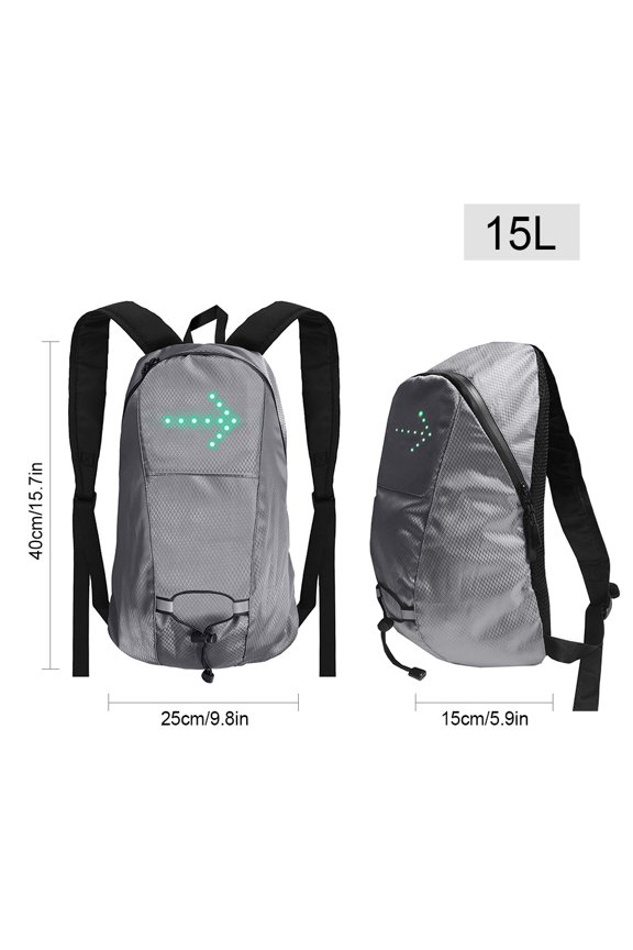 LED Turn Signal Bike Pack 15L Waterproof Backpack with Direction Indicator Wireless Remote Control Safety Light Bag Sports Vest