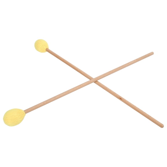 UsilkU Medium Hard Yarn Head Marimba Mallets with Professional Maple Handle for Percussion Playing and Vibraphone Concerts, Comfort Grip Vibrant Sounding Yellow Mallet Sticks, 1 Pair (18.5" / 47 cm)