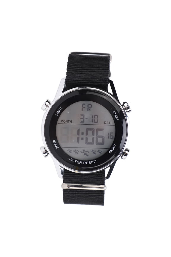 Mens Digital Sports Waterproof Watch Dual Time Zone Stopwatch Calendar Day Display Alarm Clock EL Backlight 50m Water Resistant 12/24 Hour System Nylon Strap Wristwatch Black