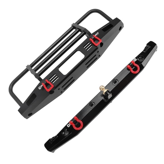 UsilkU Metal Front Rear Bumper with Adjustable Pull Ring, LED Work Lights, and Tow Hook for Axial SCX10 SCX10II 90046 Traxxas TRX-4 TRX4 1/10 RC Crawler Car Upgrades Parts (8.66 inches / 22.0 cm)