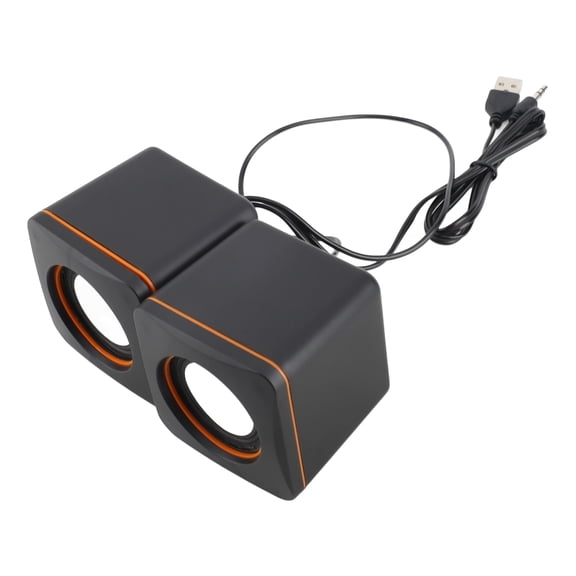 UsilkU Mini Computer Speakers, High-Fidelity Desktop Wired Multimedia Sound System with 3.5mm AUX Audio Jack, Compact USB Powered Bass Subwoofer Loudspeakers for Laptop PC Smartphone MP3 - Black