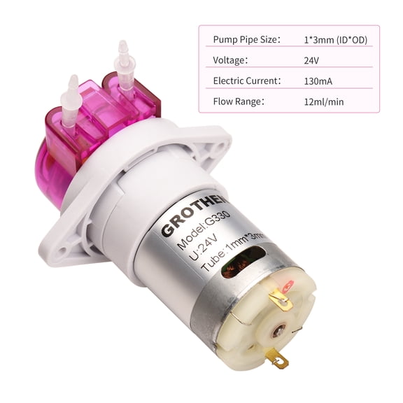 UsilkU Mini Peristaltic Dosing Pump Compact Self-Priming Liquid Water Pump with Silicone Tube for Aquarium Tanks Laboratory Chemical 24V DC Power 0.04 inches / 1.0 mm ID x 0.12 inches / 3.0 mm OD