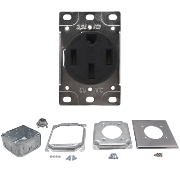 UsilkU NEMA 14-50R 50A Power Outlet Receptacle, 4-Prong Electrical Socket for RV EV Charging, Surface Flush Mount