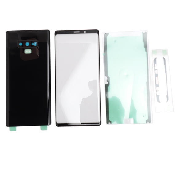 UsilkU Phone Back Glass Cover and Front Outer Screen Replacement Repair Kit with Pre-Installed Camera Lens for Samsung Galaxy Note 9, Black (7.87 inches / 20 cm)