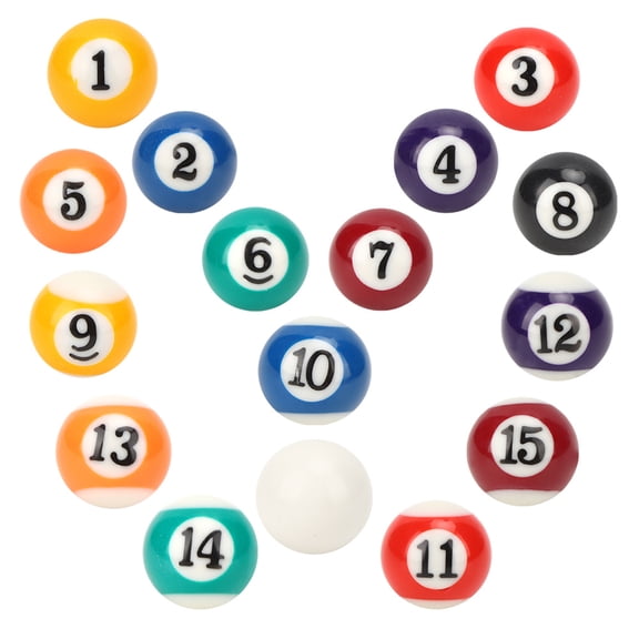 UsilkU Premium Resin Mini Billiard Ball Set for Kids Pool Table, 16 Count 2.5cm / 0.98 inches Pack