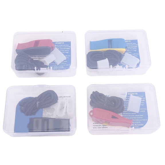 UsilkU Professional Sports Whistle Set 4pcs High Decibel Loud Crisp Sound Whistles with Lanyard and Mouth Cover for Volleyball Basketball Soccer Referees Coaches and Training 4.7 x 3.5 x 2.4 Inches