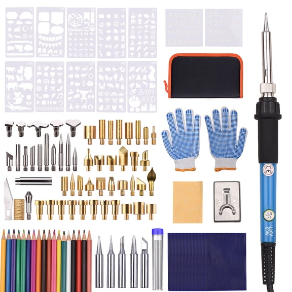UsilkU Professional Wood Burning Kit 105 Pcs Professional Pyrography Pen with Adjustable Temperature 200-450C / 392-842F Soldering Iron Tools Set for Creative Embossing Carving Adults Beginners AU