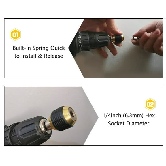UsilkU Quick Change Bit Holder 1/4 Inch Hex Shank Drill Bit Extension Chuck Adapter Connector Built-in Spring (2.4 inches / 60 mm)