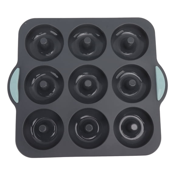 UsilkU Silicone Donut Mold 9 Cavity Nonstick Doughnut Baking Pan Set for Cake Biscuit Bagels Muffins Premium Heat Resistant DIY Pastry Baking Pan Tray, Dark Gray (11.8 x 10.2 in / 30 x 26 cm)