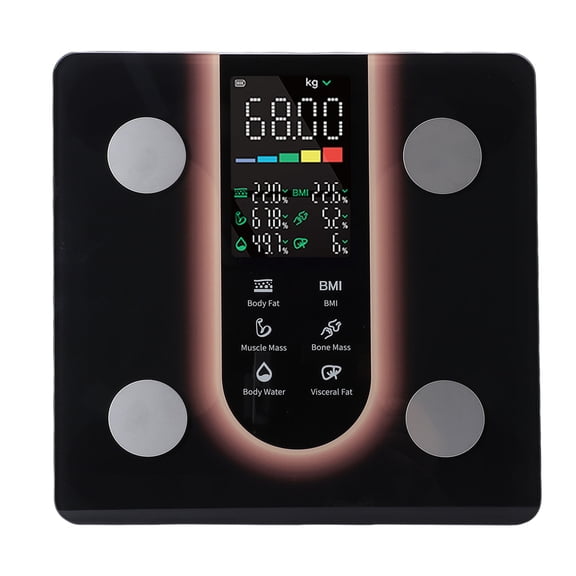 UsilkU Smart Digital Body Fat Scale Accurate Health Tracking Bluetooth Weighing Scale with LED Large Display Sync App for Home Use Black (13 inches / 33 cm)