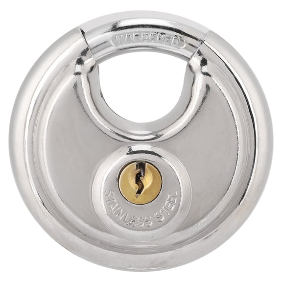 UsilkU Stainless Steel Round Shape Padlock Heavy Duty Anti-Rust Security Lock for Outdoor Warehouse Fences and Cabinet Locks (Silver, 16 x 10 x 4 inches / 40.6 x 25.4 x 10.2 cm)