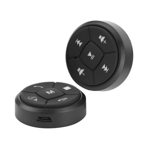 UsilkU Universal Car Steering Wheel Control Button Volume GPS Wireless Controller Switch, Metal and ABS Material Auto Interior Replacement Accessory in Black, 1.4 inches / 36 mm Length