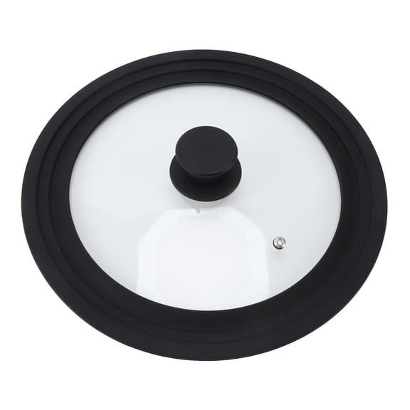 UsilkU Universal Glass Pot Lid, 3-in-1 Silicone Rim Pan Cover for 24cm 26cm 28cm Pots (9.4 / 10.2 / 11 inches), Heat Resistant Tempered Glass Kitchen Cookware Replacement Lids, Clear & Black