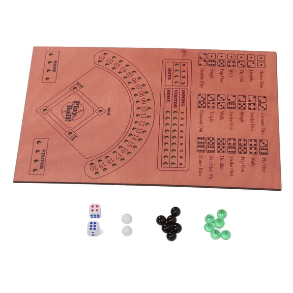 UsilkU Wooden Baseball Dice Board Game, Fun Baseball Battle Table Game with Dice and Marbles (9.8 x 15 Inches / 25x38 cm)