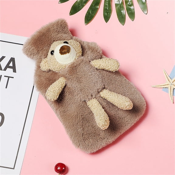 Usloyux 1000ml Rubber Hot Water Bag with Plush Cover, Leak Proof Winter Warmer for Pain Relief, Soothing Heat Pad for Cramps Arthritis, Soft Fabric Cover for Comfort, Safe and Durable Hot Water