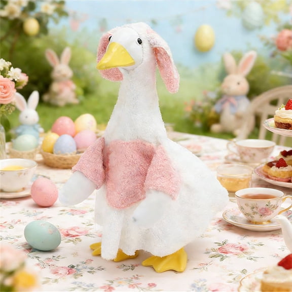 Usloyux 23 Inch Outdoor Goose Figurine with Costume, Large Porch Yard Easter Decor, Weatherproof Garden Decoration for Spring Holiday, Cute Animal Statue for Home Festival