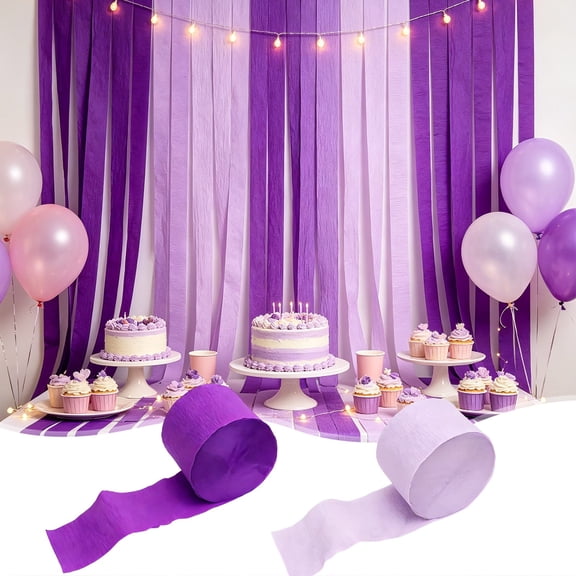 Usloyux 2Pcs Colorful Crepe Paper Rolls, Crinkled Streamer Garland Decorations for DIY Party Supplies, Christmas Holiday Graduation Birthday Wedding Bridal Shower Decoration Ideas