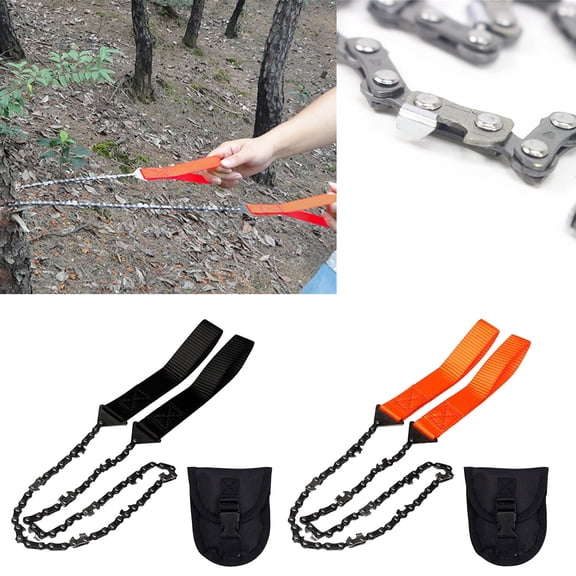 Usloyux 2Pcs Portable Chain Saw, 24-Inch Handheld Zipper Saw for Outdoor Camping Tools, Emergency Gear, and Wilderness Kits, Fast Cutting Flexible Chain Design for Tree Limbs and Logs