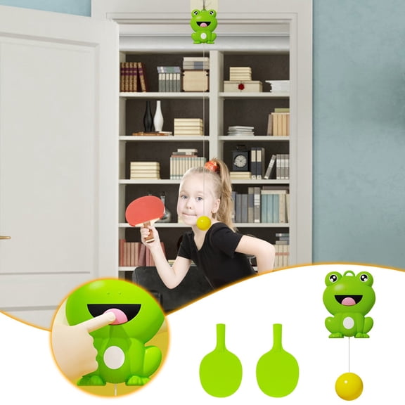 Usloyux 3Pcs Table Tennis Practice Trainer Ball with Racket, Adjustable Suspended Ball for Indoor Outdoor Use, Kids Adults Fitness Exercise Equipment, Improve Hand Eye Coordination Reaction, Family