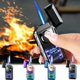 thumbnail image 1 of Usloyux 4Pcs Voice Control Lighter, Intelligent Voice Activated Dual Flame Lighter, Refillable Butane Lighter with Battery Display, Windproof and Adjustable Flame, Perfect for Camping and Kitchen, 1 of 9