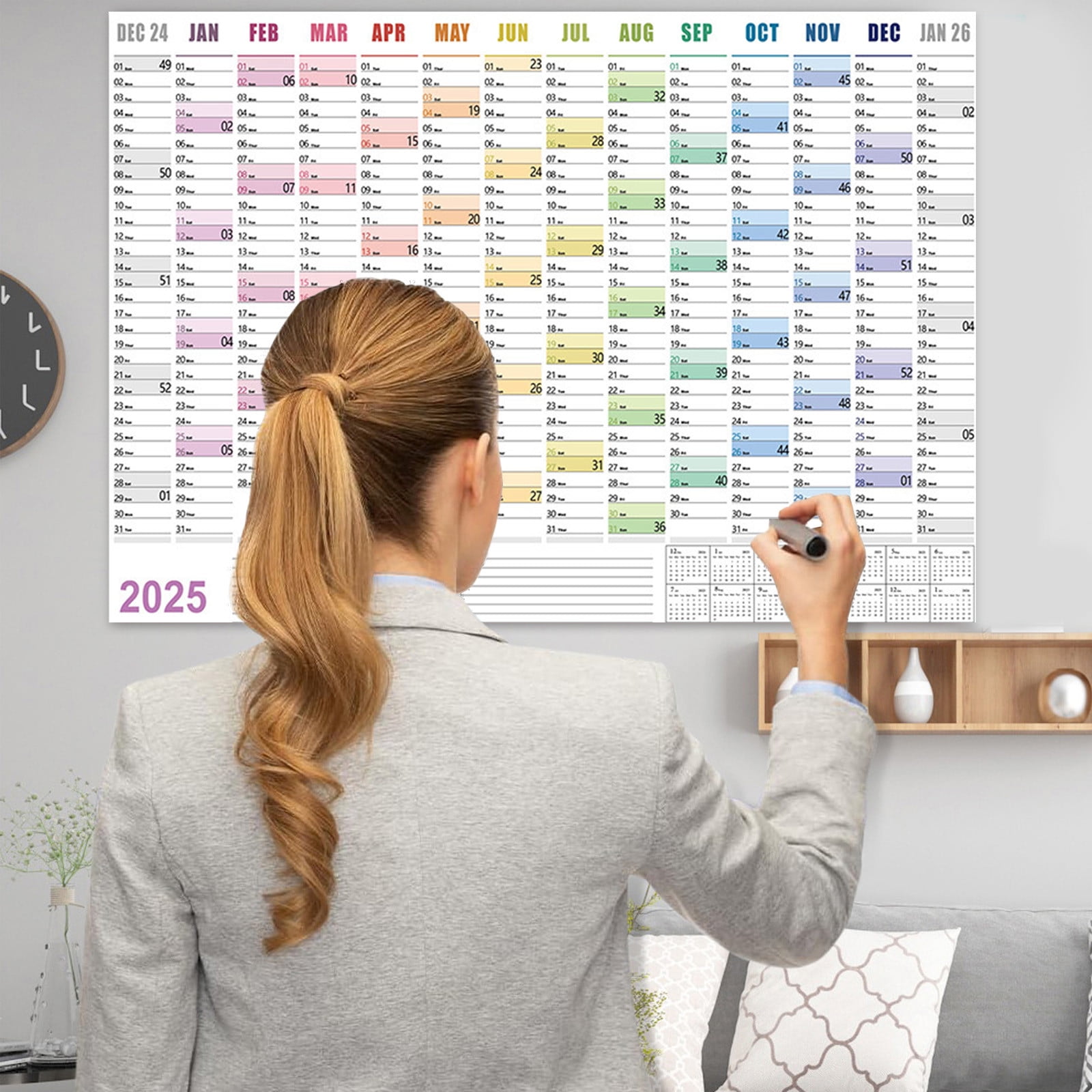 Usloyux Under $5 2025 Large Wall Calendar Planner Yearly Schedule with