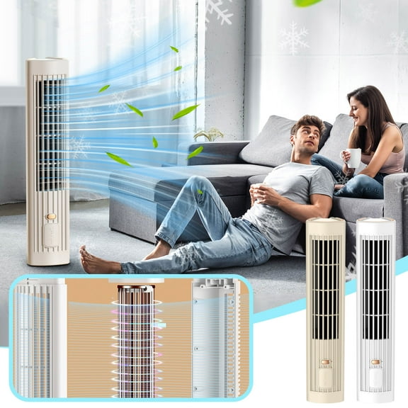 Usloyux under $5 2Pcs Desktop Tower Fan, Remote Control USB Tower Fan for Home and Office, Silent Vertical Fan with LED Light, Magnetic Levitation Motor for Gentle Breeze